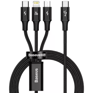 Kábel Baseus Rapid Series 3-in-1 cable USB-C For M+L+T 20W 1.5m Black (6953156204294)