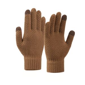 Zimné pletené rukavice na telefón, hnedé