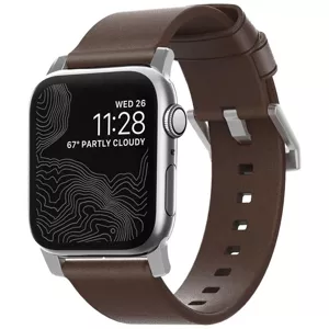 Remienok NOMAD - Leather Strap Modern Apple Watch 42mm, Silver