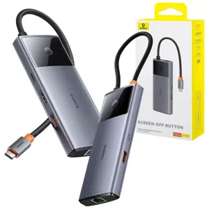 USB Hub Baseus Hub 6in1 Metal Gleam 2 Series, USB-C to 2xUSB 3.0 +USB-C + HDMI + USB-C PD + Ethernet RJ45