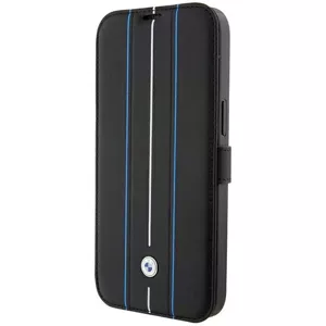Kryt BMW BMBKP15X22RVSK iPhone 15 Pro Max 6.7" black bookcase Leather Stamp Blue Lines (BMBKP15X22RVSK)