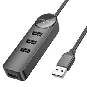 Borofone DH5 Erudite adaptér 4v1, USB na 4x USB 3.0, 0,2 m, čierny
