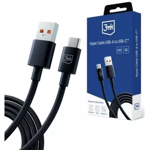 Kábel 3MK Hyper Cable USB-A - USB-C 1.2m 5A Black