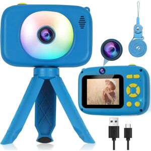Digitálny detský fotoaparát s funkciou videokamery, so statívom, 1080P HD, režim selfie, modrá