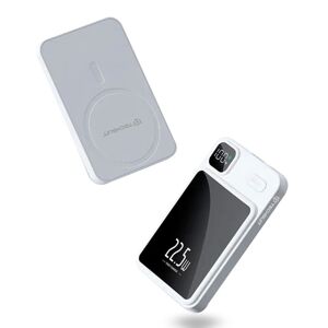 Techsuit Bezdrôtová Powerbanka MagSafe PB-WM1, 2x USB-C, USB, s digitálnym displejom, 22,5 W, 10000 mAh, biela