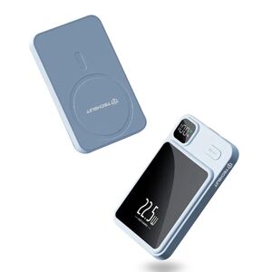 Techsuit Bezdrôtová Powerbanka MagSafe PB-WM1, 2x USB-C, USB, s digitálnym displejom, 22,5 W, 10000 mAh, modrá