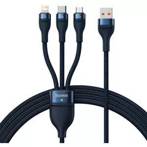 Kábel 3in1 USB cable Baseus USB 3in1 Baseus Flash Series,  USB-C + Micro + Lightning 66W, 1.2m (blue) (6932172618117)