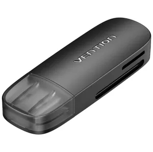Čítačka pamäťových kariet Vention 2-in-1 USB 2.0 A (SD+TF) Memory Card Reader CLEB0 (black)