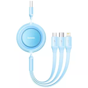 Kábel Baseus Bright Mirror 2, USB 3-in-1 cable for micro USB / USB-C / Lightning 3.5A 1.1m (Sky blue)