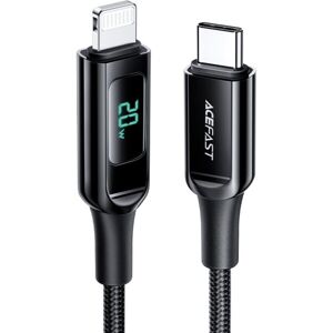 Acefast USB-C/Lightning nabíjací dáta kábel s displejom čierny