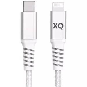 Kábel XQISIT NP Cotton braided Lightn. to USB-C 3.0 200cm white (50889)