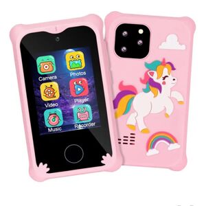 Chytrý telefón pre deti s hrami, MP3, duálnym fotoaparátom a dotykovým displejom, ružový unicorn