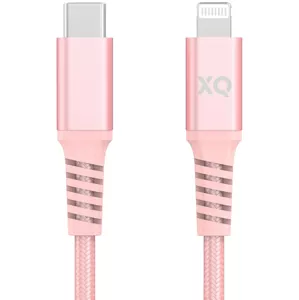 Kábel XQISIT Cotton braided Lightn. to USB-C 3.0 200cm pink (45570)