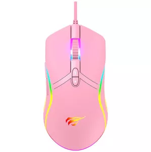 Herná myška Havit MS1026 gaming mouse RGB 1000-6400 DPI (pink)
