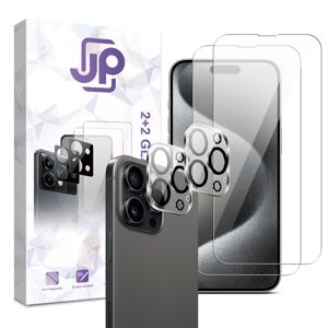 JP Combo pack, Súprava 2 tvrdených skiel a 2 sklíčok pre šošovku, iPhone 15 Pro Max