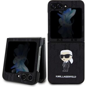 Karl Lagerfeld PU Saffiano Monogram Ikonik NFT Zadný Kryt pre Samsung Galaxy Z Flip 5 Black