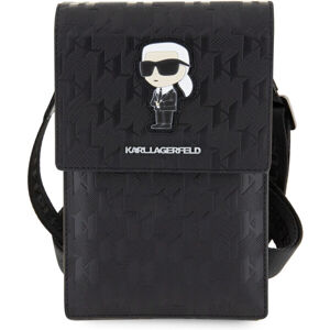 Karl Lagerfeld Saffiano Monogram Wallet Phone Bag Ikonik NFT Black