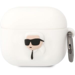 Karl Lagerfeld 3D Logo NFT Karl Head Silikónové Puzdro pre Airpods 3 White
