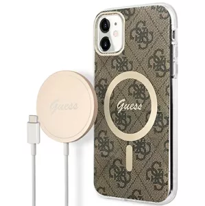 Kryt Guess Case + Charger Set iPhone 11 6,1" brown hard case 4G Print MagSafe (GUBPN61H4EACSW)