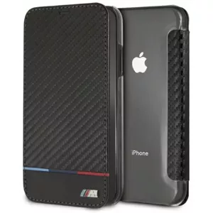 Púzdro BMW iPhone Xr book black Carbon Tricolor Stripe (BMTRBKI61PUCARTCBK)