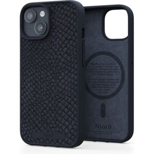 NJORD Salmon Leather Magsafe kryt iPhone 15 čierny