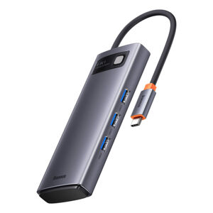 Baseus Metal Gleam USB-C HUB adaptér 3x USB 3.2 / 2x HDMI 4K, šedý (WKWG030113)