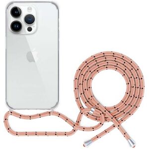Spello Crossbody kryt so šnúrkou pre iPhone 15 transparentná / ružová šnúrka