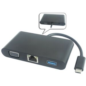 PremiumCord Prevodník USB-C 3.1 na VGA + Audio + USB3.0 + RJ45 + PD charge