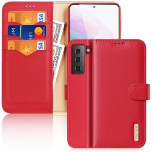 Kožené peňaženkové puzdro Dux Ducis Hivo červené – Samsung Galaxy S21+