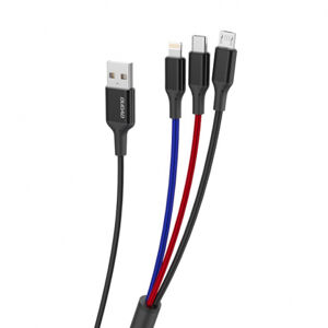 Dudao L10Pro 3in1 kábel USB - Lightning / USB-C / Micro USB 5A 38cm, biely (L10pro)