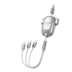 Dudao L8Pro 3in1 kábel USB - Micro USB / Lightning / USB-C 3A 25-110cm, sivý (L8Pro)