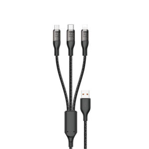 Dudao L22X 3in1 kábel USB - USB-C / microUSB / Lightning 120W, šedý
