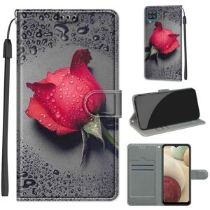 Knižkové puzdro Trendy Cross case Ruža s kvapkami – Samsung Galaxy A12 / M12