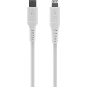 Krátky nabíjací a dátový Liquid silicone kábel FIXED s konektormi USB-C/Lightning a podporou PD, 0.5