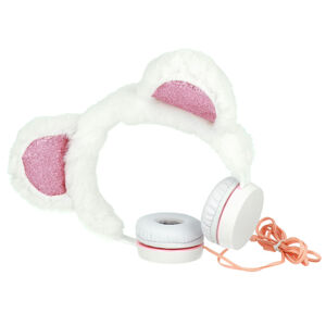 MG Plush Bear plyšové slúchadlá s ušami, biele