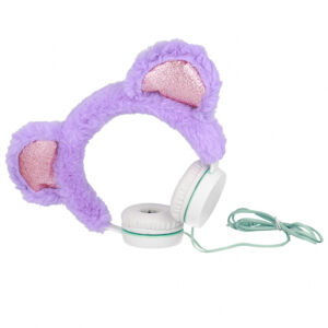 MG Plush Bear plyšové slúchadlá s ušami, fialové