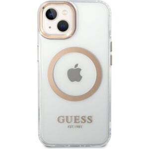 Guess Transparent MagSafe Kompatibilný Zadný Kryt pre iPhone 14 Max Gold