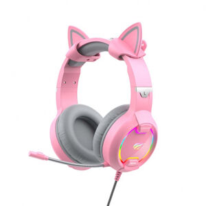 Havit Gamenote H2233d RGB herné slúchadlá s mačacími ušami, ružové (H2233d-pink)