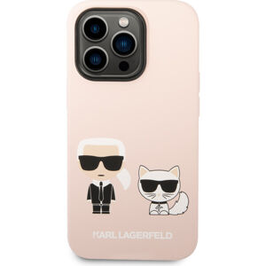 Karl Lagerfeld MagSafe kryt Liquid Silicone Karl and Choupette iPhone 14 Pro ružový