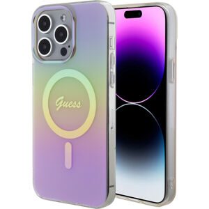 Guess IML Iridescent Script MagSafe kryt iPhone 15 Pro Max ružový