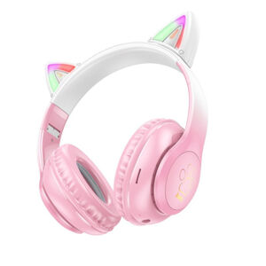 Hoco W42 bezdrôtové slúchadlá s mačacími ušami, ružové