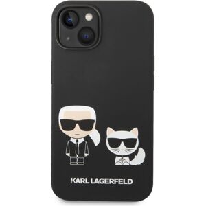 Karl Lagerfeld and Choupette Liquid Silicone Zadný Kryt pre iPhone 14 Max Black
