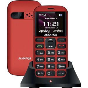 Aligator A720 4G Senior + nabíjací stojanček červený