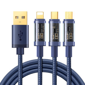 Joyroom 3in1 kábel USB - USB-C / Lightning / micro USB 3.5A 1.2m, modrý (S-1T3015A5)