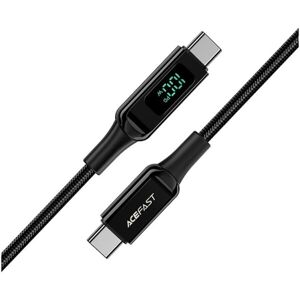 Acefast USB-C/USB-C 100W nabíjací dáta kábel s displejom čierny