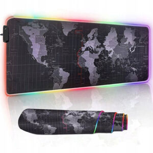 MG World Map RGB herná podložka pod myš 90 x 40 cm, čierna
