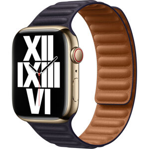 Apple Watch Apple Watch 45mm atramentovo fialový kožený ťah - M/L