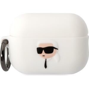Karl Lagerfeld 3D Logo NFT Karl Head Silikónové Puzdro pre Airpods Pro 2 White