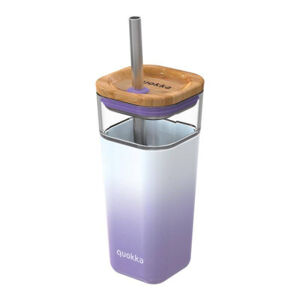 Quokka Liquid Cube pohár so slamkou 540 ml, lilac gradient