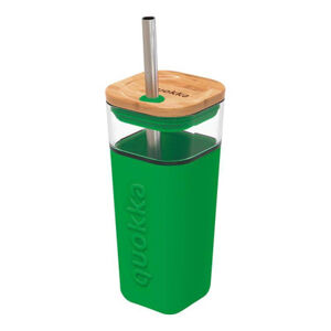 Quokka Liquid Cube pohár so slamkou 540 ml, green